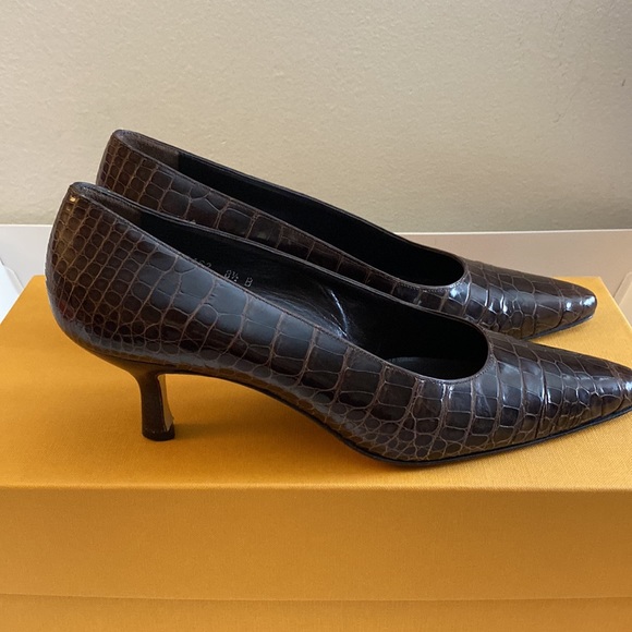 CROCO Pancaldi. Made in Italy. Kitten heel pumps. A classic WORN. Genuine croco - Picture 11 of 15